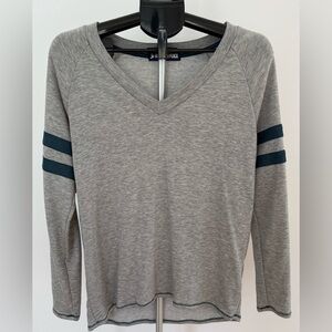 Ink Love & Peace | Abelia Varsity Striped Knit Top | Gray & Teal | Size Medium